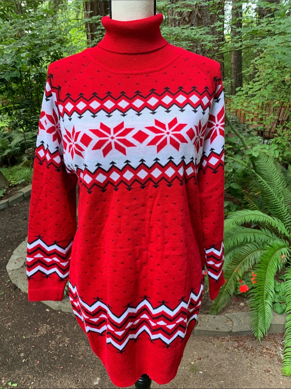 Tres Chic Red Turtleneck Sweater Dress -NWOT